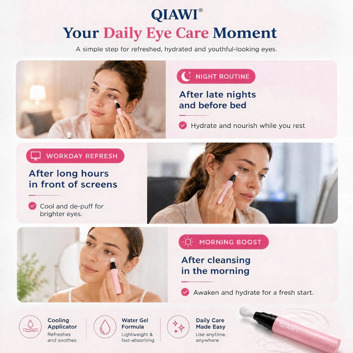 QIAWI® Water Gel Eye Serum – Long-Lasting Hydration & Nourishing Eye Care
